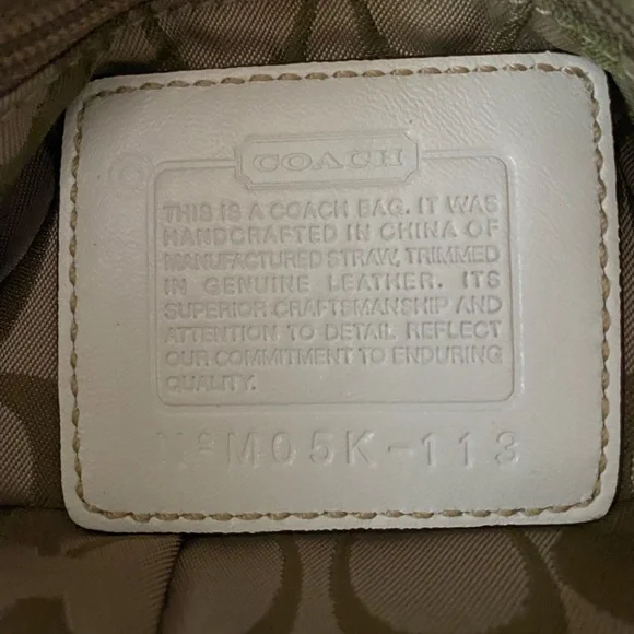 Coach Legacy White Leather Natural Tan Brown Woven Straw Rattan Raffia Handbag - Picture 8 of 16